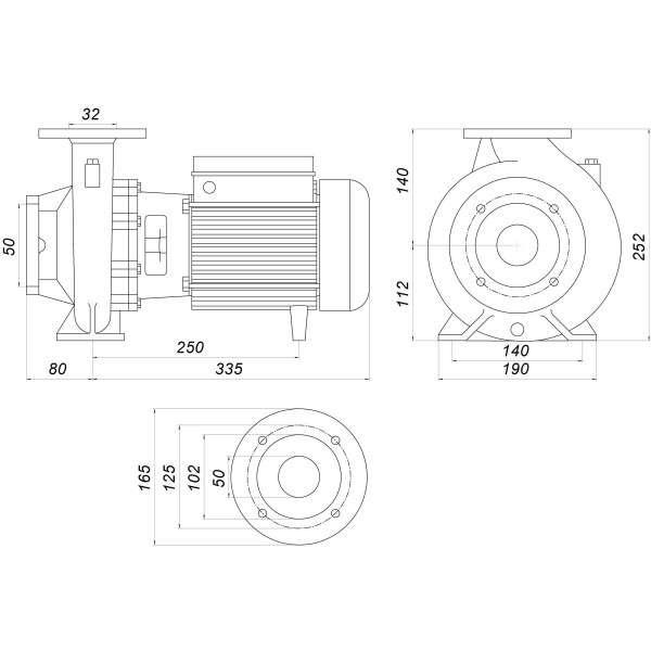Насос моноблочний IR 32-125B 1,1 кВт SAER (16 м3/год, 21 м)