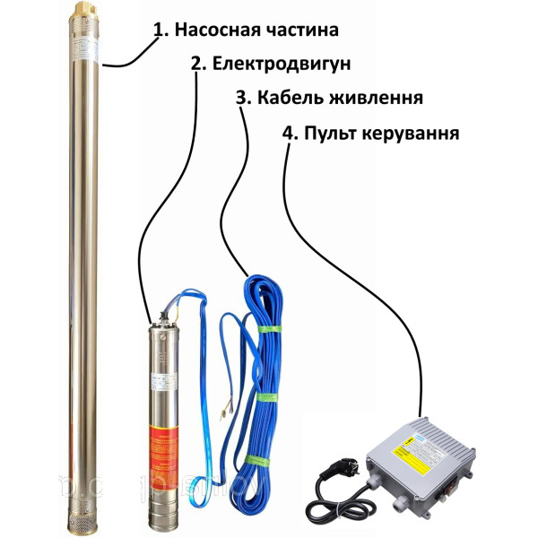 Насос свердловинний з підв, стійк, до піску 3″ OPTIMA  3SDm1,8/11 0,25 кВт 45м + пульт+кабель25м NEW