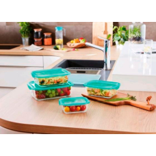 P5517 Ємність для їжі прямокутна з кришкою 1220мл «Luminarc» Keep'n'Box Lagoon