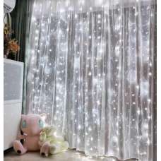 Гірлянда 300 LED 3*3м Штора USB+ДУ Холодний білий (8939)
