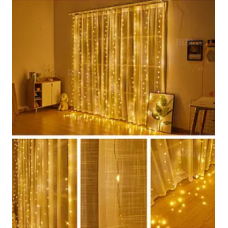 Гірлянда 300 LED 3*3м Штора Струна USB+ДУ Теплий білий (8944) (8198)