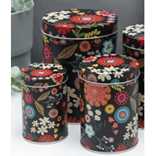 Коробка жестяна Flowers 1 чорна набір 3шт 63-166