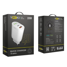 Мережевий зарядний пристрій Yoki Led Series YK-20PD+QC 20W (Бiлий)