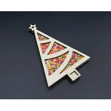 Дерев'яна новорічна заготовка з бісером і магнітом. 12х7,5см НР-999-2