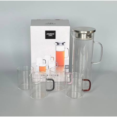 Набір "Міднайт" із боросилікатного скла ( глечик- 1,2 л/чашки 4 шт-250 мл)