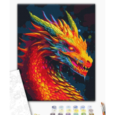 BS53744 Картини за номерами Неоновий дракон Класік 40х50 Metalic/Флуоресцентні