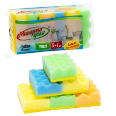 Губка для миття посуду "Максі" 5+1шт, 9,5*6*3 см