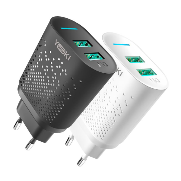 Мережевий Зарядний Пристрій Yoki Led Series YK-2.4Dual 12W (Бiлий)