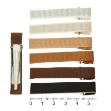 Заколка уточка з репсовою стрічкою 5.7cm 13644 коричнева асорті