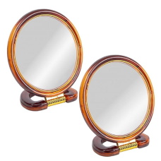 Дзеркало 2х стороннє коричн кругле 11см