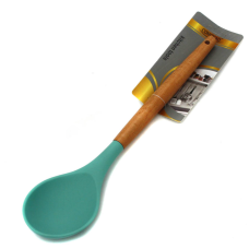 Ложка кухонна овал силікон з дерев. руч. (32*7)см (240) (35204)