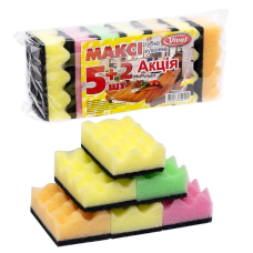 Губка для миття посуду "Максі" 5+2шт 9,5*6*3см 82759