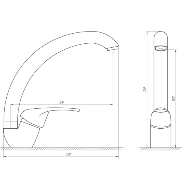 Змішувач для кухні Globus Lux Solly GLSO-0203S боковий латунь на гайці