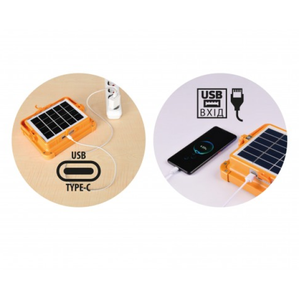 Прожектор на сонячній панелі +USB-C SMD Led 400W 2391Lm IP44
