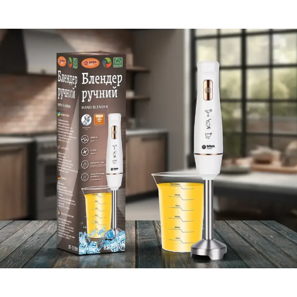 Блендер ручний з чашею 600мл 1600Вт BITEK BT-313W