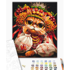 BS53871 Картини за номерами Киця Журбинка © Маріанна Пащук Класік 40х50 патріотичні / роялті