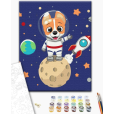 KBS0099 Картини за номерами Коргі в космосі Класік 30х40
