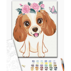 KBS7115 Картини за номерами Песик в віночку Класік 30х40