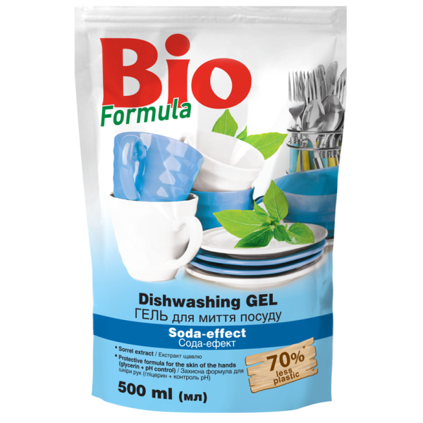 Bio Formula бальзам д/миття посуду дой-пак 500мл сода ефект