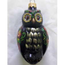 Сова чорна з розписом скло