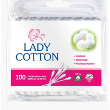 Lady Cotton Палички ватні в поліетиленовому пакеті 100шт.(50шт/ящ) пр-во
