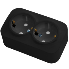 Розетка накл. 2-а 16А Чорна EVA