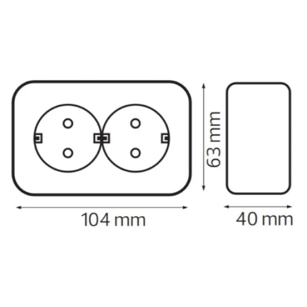 Розетка накл. 2-а 16А Чорна EVA