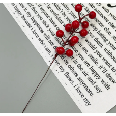 Декоративна гілка Калина Лакова 21*1,3 см Червона №16