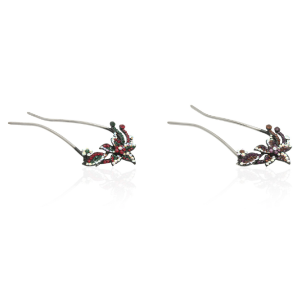 Шпилька для волосся металева з прикрасами зі страз (1836)