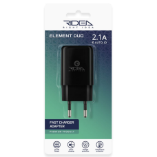 Мережевий Зарядний Пристрій 2USB 2.1 A Ridea RW-21011 Element Duo (Чорний)