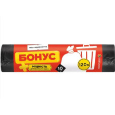 БОНУС Пакет для смiття 120л/10шт п/е 70*100 чорні