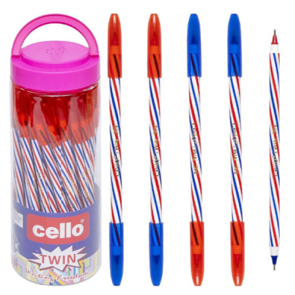 Ручка масляна Cello CL202/201 PVC двостороння синя/червона 18см