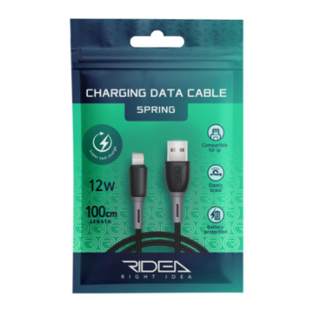 Кабель USB Ridea RC-M133 Spring 12W Lightning (Чорний)