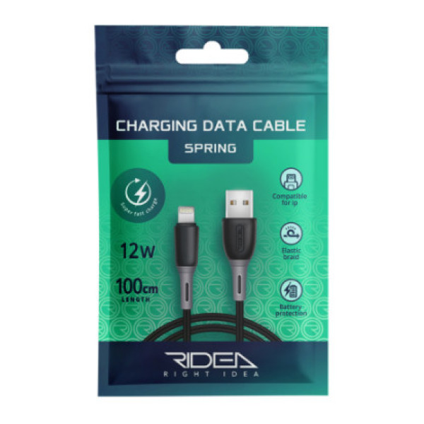 Кабель USB Ridea RC-M133 Spring 12W Lightning (Чорний)
