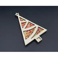 Дерев'яна новорічна заготовка з бісером і магнітом. 12х7,5см НР-999-2