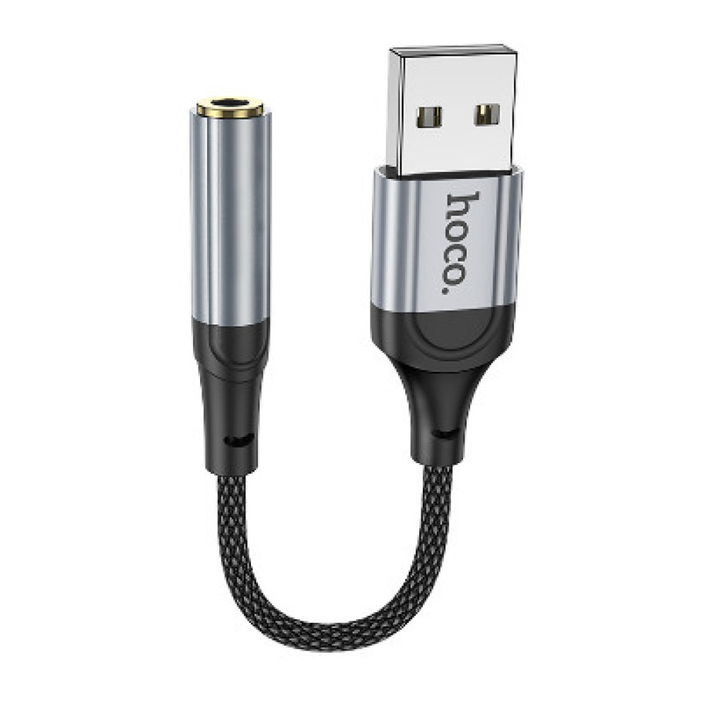 Перехідник Hoco LS36 Sound Card USB to AUX 3.5mm (female) 12cm (Чорний)