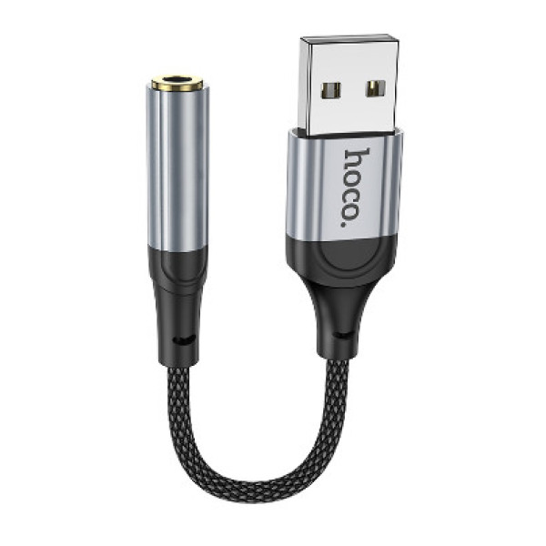 Перехідник Hoco LS36 Sound Card USB to AUX 3.5mm (female) 12cm (Чорний)