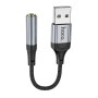 Перехідник Hoco LS36 Sound Card USB to AUX 3.5mm (female) 12cm (Чорний)