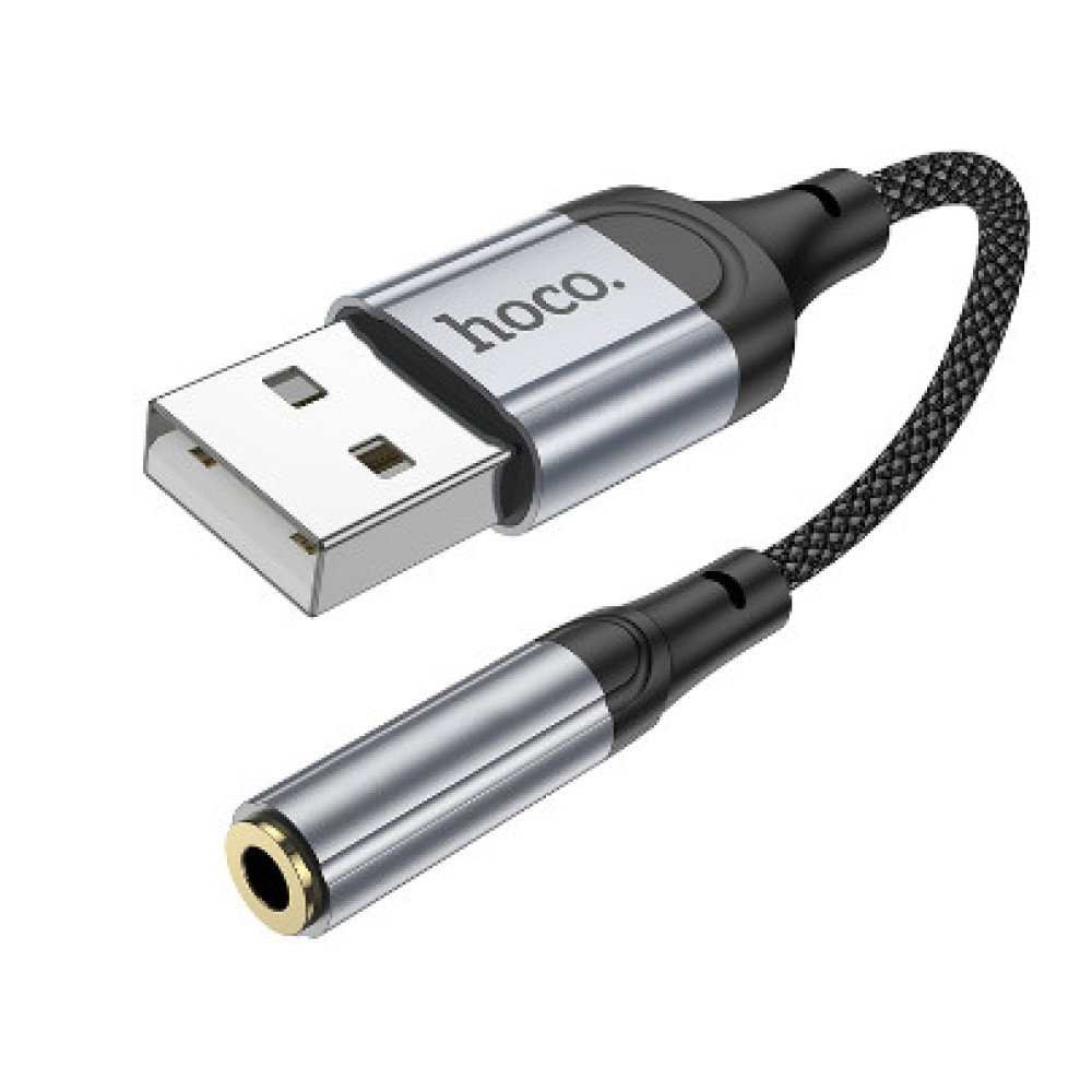 Перехідник Hoco LS36 Sound Card USB to AUX 3.5mm (female) 12cm (Чорний)