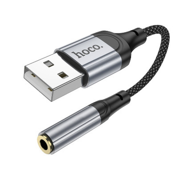 Перехідник Hoco LS36 Sound Card USB to AUX 3.5mm (female) 12cm (Чорний)
