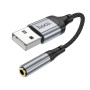 Перехідник Hoco LS36 Sound Card USB to AUX 3.5mm (female) 12cm (Чорний)
