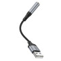 Перехідник Hoco LS36 Sound Card USB to AUX 3.5mm (female) 12cm (Чорний)