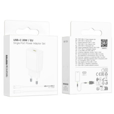 Мережевий Зарядний Пристрій Borofone BA112A 1USB-C PD20W+Type-C to Type-C (Бiлий)