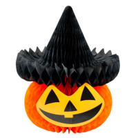 Паперовий об'ємний декор "Гарбуз у капелюсі" на Halloween 28*24см