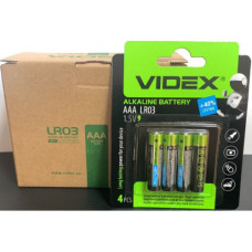 Батарейка Videx Alkaline ААА R3 (мізинчикова) 1,5В Зелена 1шт. (40)