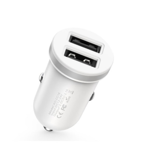 Автомобільний Зарядний Пристрій XO-CC18 Dual USB (Бiлий)