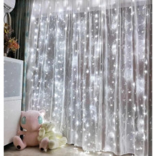 Гірлянда 160 LED 2*2м Штора USB+ДУ сил. провід Холодний білий (8942)