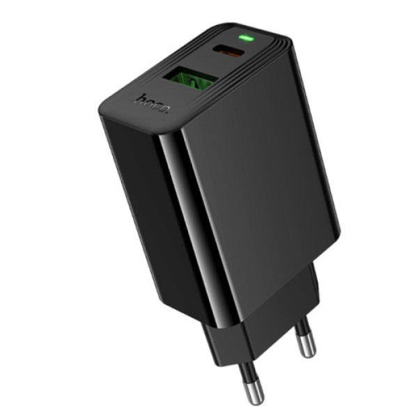 Мережевий зарядний пристрій Hoco CS95A 1USB/1USB-C QC/PD 30W (Чорний)