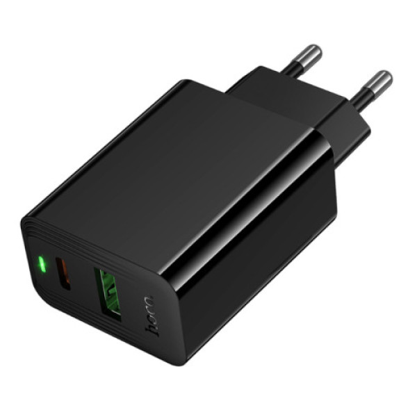 Мережевий зарядний пристрій Hoco CS95A 1USB/1USB-C QC/PD 30W (Чорний)