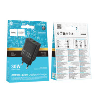 Мережевий зарядний пристрій Hoco CS95A 1USB/1USB-C QC/PD 30W (Чорний)